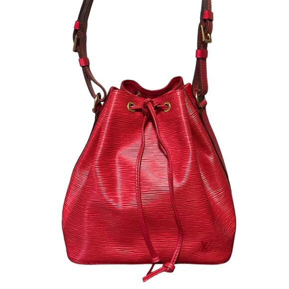 Vintage LOUIS VUITTON EPI LEATHER NOE PM Red Bucket Drawstring Shoulder Bag - Picture 13 of 15